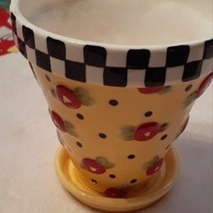 Vintage, Mary Engelbreit, Indoor Planter, Cache Pot, With Underplate, Yellow